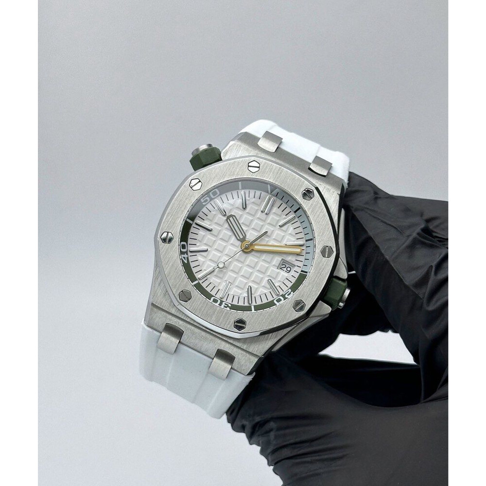 Custom Seiko Mod • White Green No Logo AP ROO • 46mm
